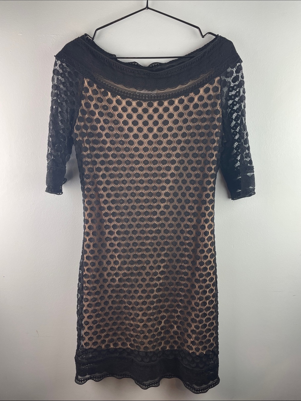 M.S.S.P. Black Lace Overlay Cocktail Dress Size XS